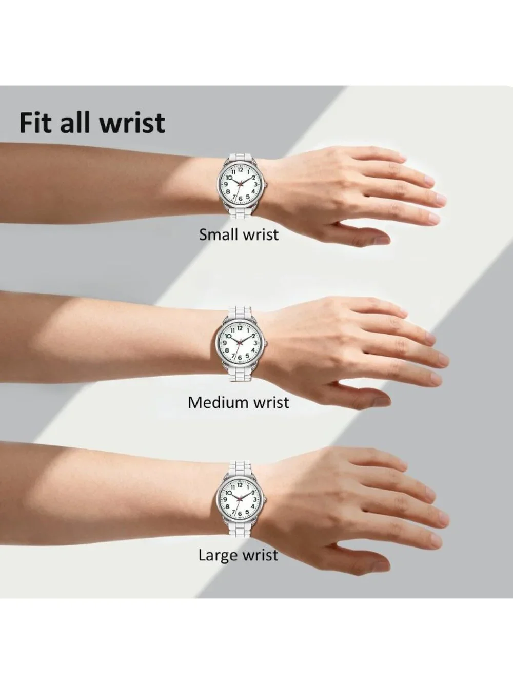Women's White Big Face Easy Reader Silicone Strap Waterproof 35MM Wrist Watch